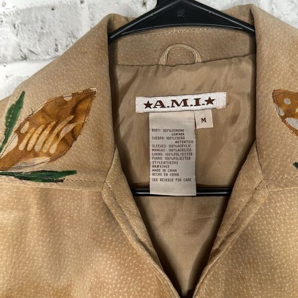 Upcycled Safari Giraffe A.M.I Ami 100% Genuine Leather Coat Jacket Vest - Picture 5 of 8